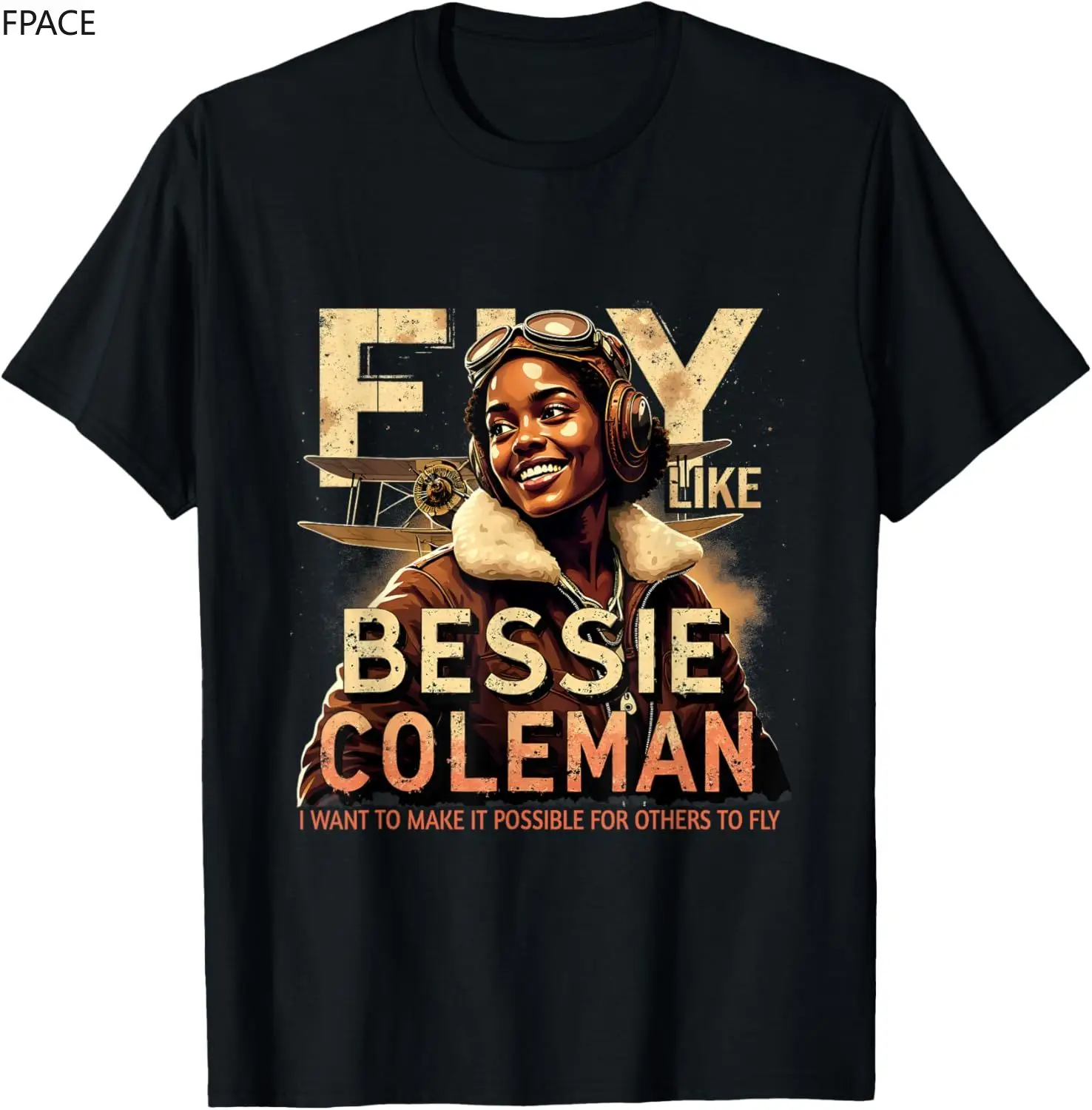 

Винтажная футболка Bessie Coleman Fly High Aviation Pioneer Tribute, футболка большого размера, мужская футболка camisetas