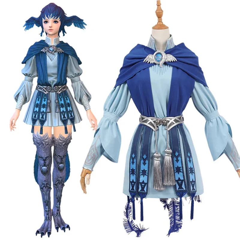 

Game XIV FF14 Meteion Cosplay Costume Little Blue Bird Uniform Helloween Party Outfits