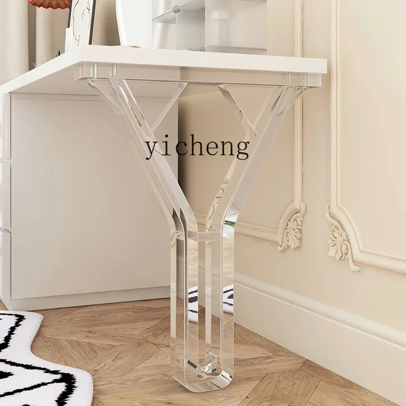Z1  acrylic transparent table legs suspended desk dresser table feet support frame rock slab island