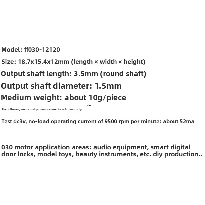 Mini FF-030-12120 DC motor 3v mute electronic intelligent fingerprint door lock parts motor