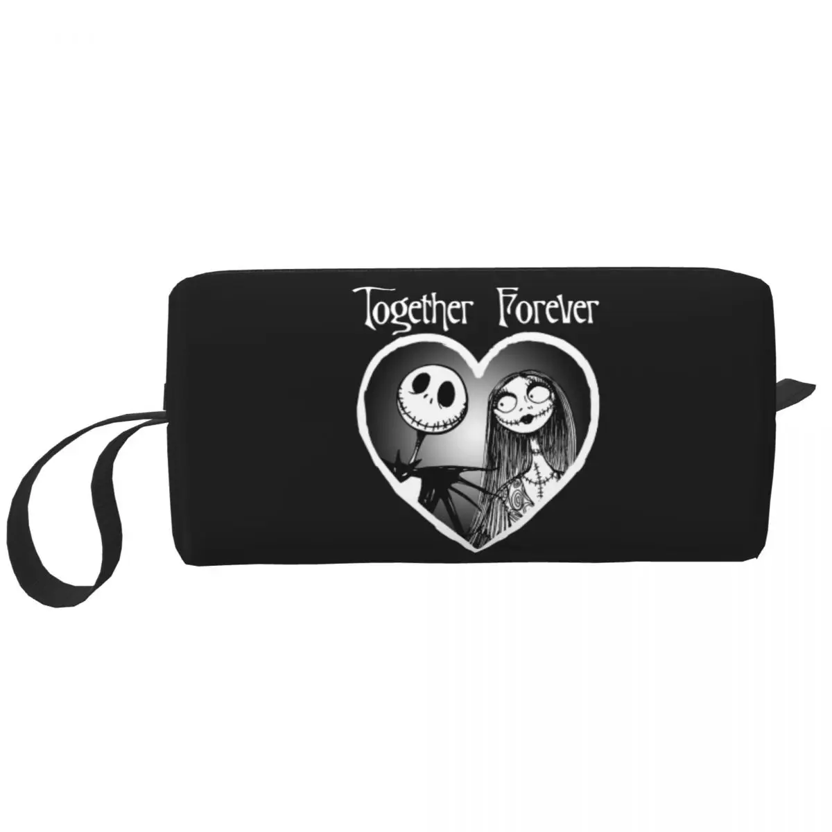 Custom Fashion Jack Together Forever Halloween Travel Toiletry Bag The Nightmare Before Christmas Makeup Beauty Storage Dopp Kit