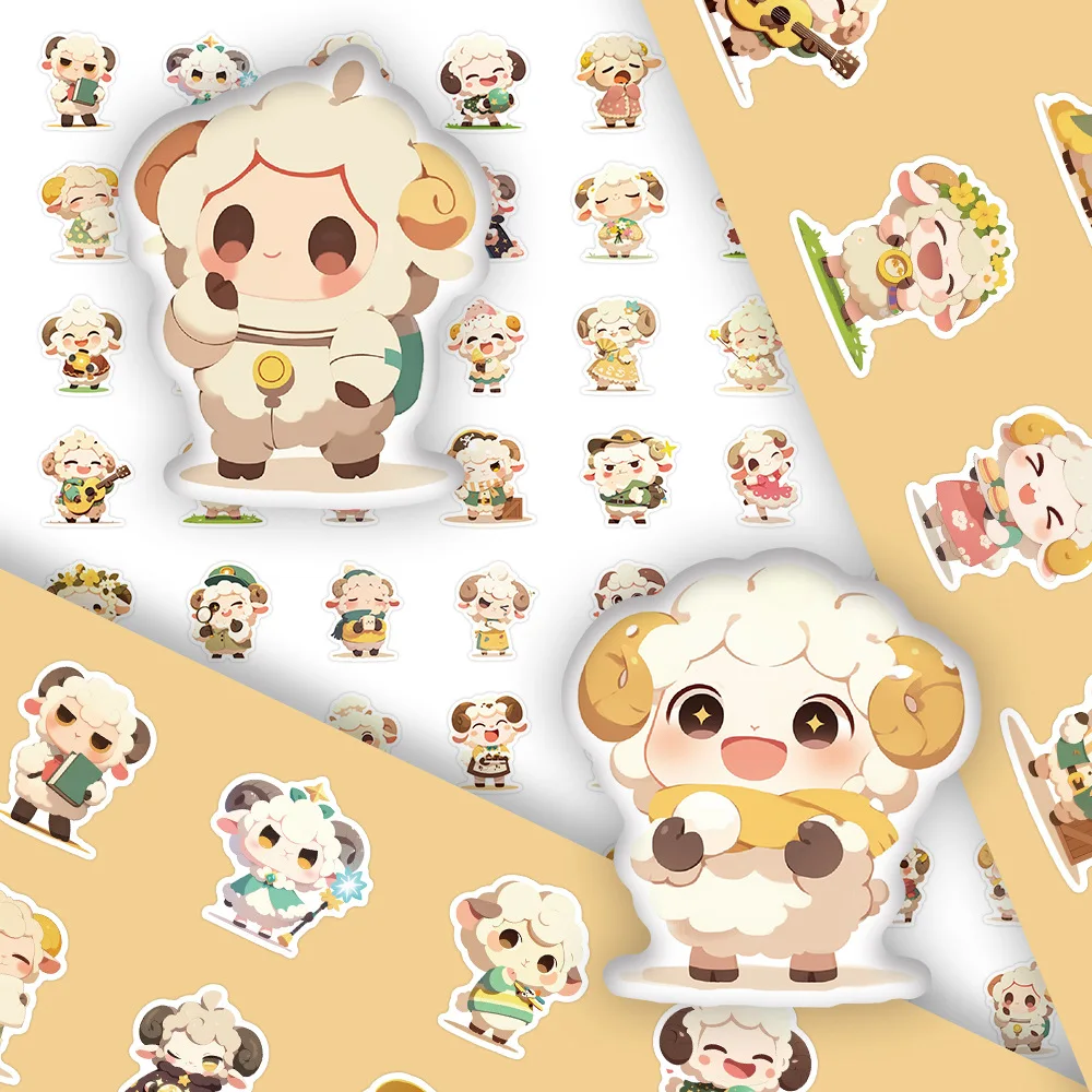 10/54PCS Kawaii Animale Graffiti Adesivi Pecora Meme Decorazione Giocattoli per bambini Valigia Frigo Laptop Telefono Chitarra Bici Decalcomanie