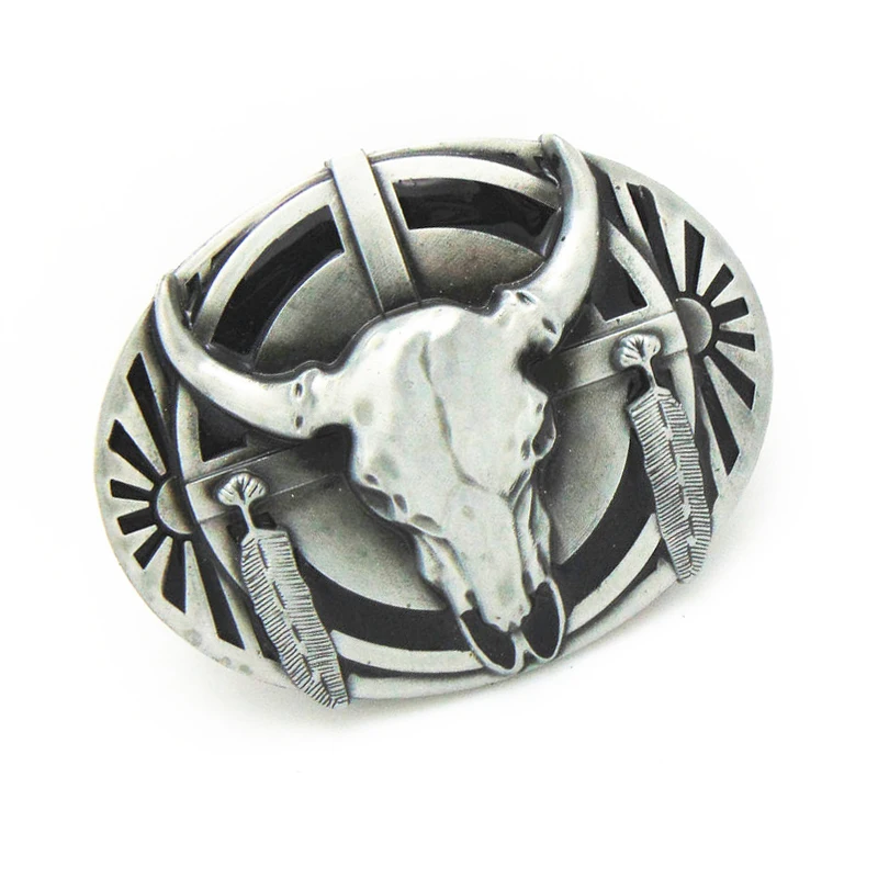 Cheapify Dropshipping Western Oval Indian Tribe Bull Skull 40mm Buckles For Belt Man