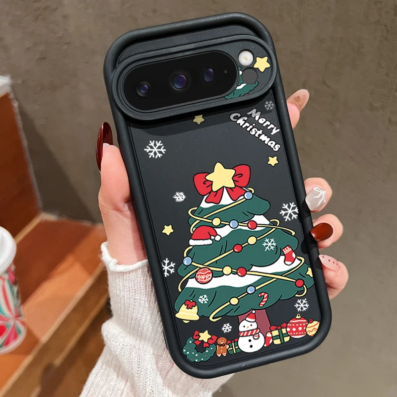 Weihnachtsbaum-Handyhülle für Google Pixel 8 9 Pro 8A 7A 9 Pro XL, stoßfeste weiche Silikon-Schutzhülle für Pixel 9 8 7 Pro