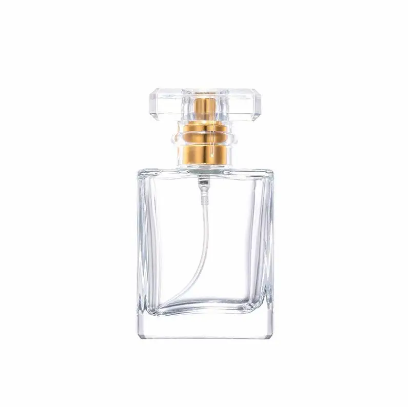 

Crystal Travel Square Clear Perfume Bottles 50ml Refillable Empty Perfume Glass Spray Bottles With Atomizer ni82