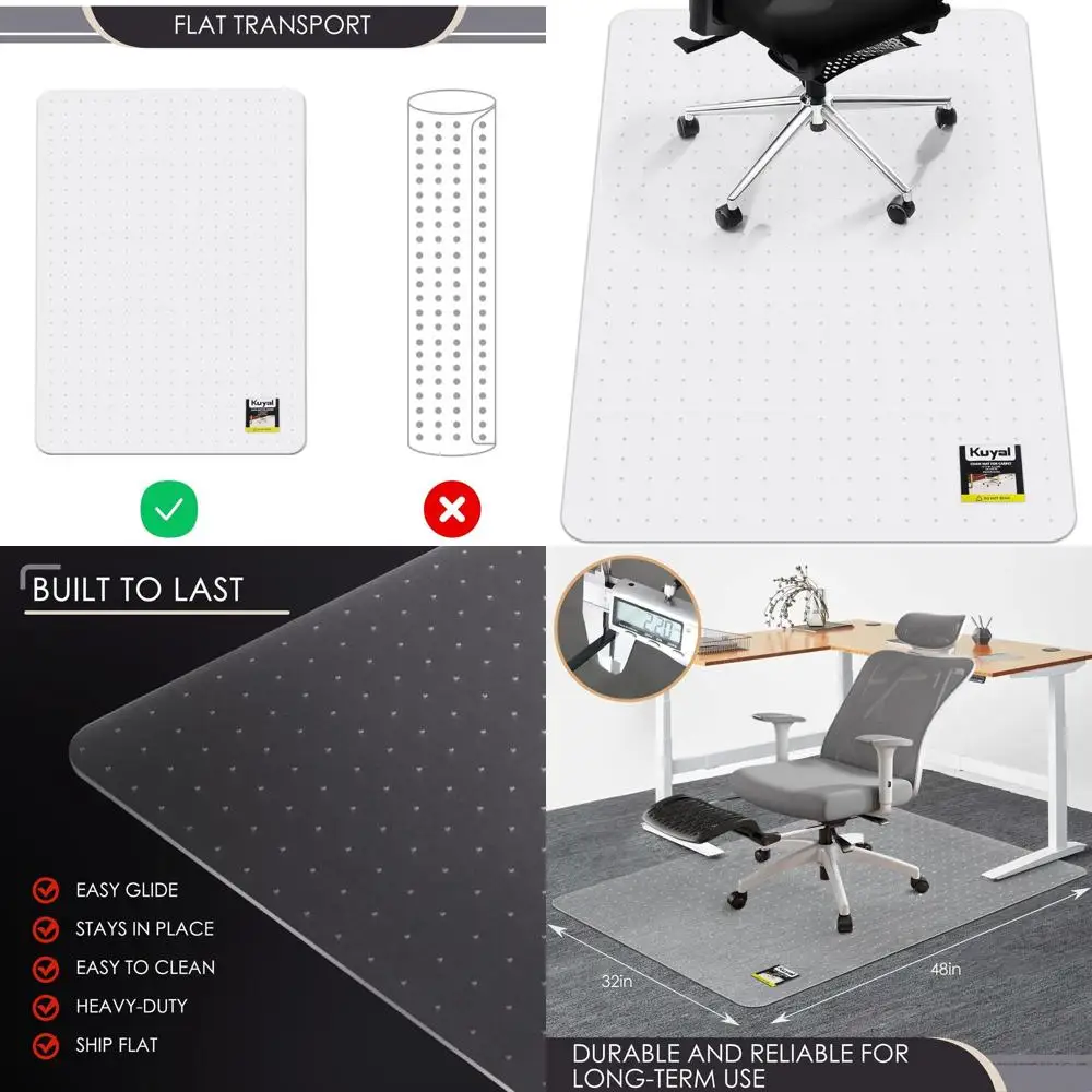 

Сверхмощный прозрачный коврик для офисного стула 32x48 для ковровых полов, легкая скользящая защита под столом