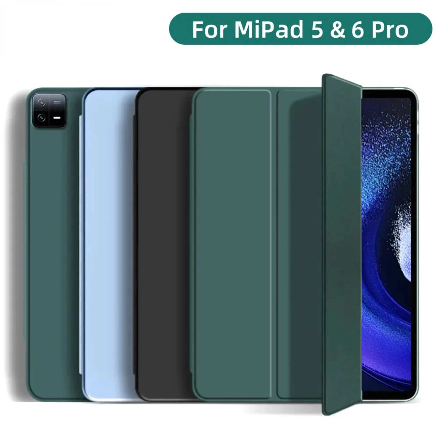 Premium Stylish Three Fold Design Mi Pad 5/6 Pro Tablet Case with Automatic Wakeup and Charging Feature - The Must-Have Tablet A