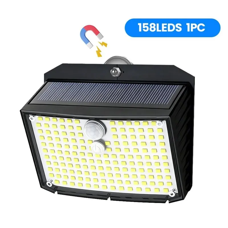 Motion Sensor Enabled 158 LED Solar Light Waterproof Magnetic Design Perfect For Outdoor For Yard Fence Driveway 4PC-B61B