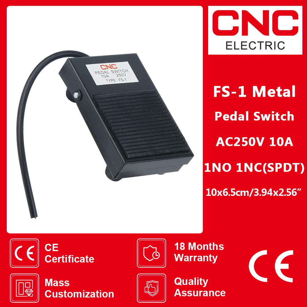 

CNC FS-1 AC 250V 10A Heavy Duty Metal Momentary Electric Power Antislip Foot Pedal Switch