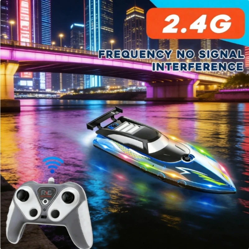 

2.4GHz High-Speed RC Boat with LED Lights, Waterproof Remote Control Speedboat, Perfect Water Toy & Birthday Gift for Kids