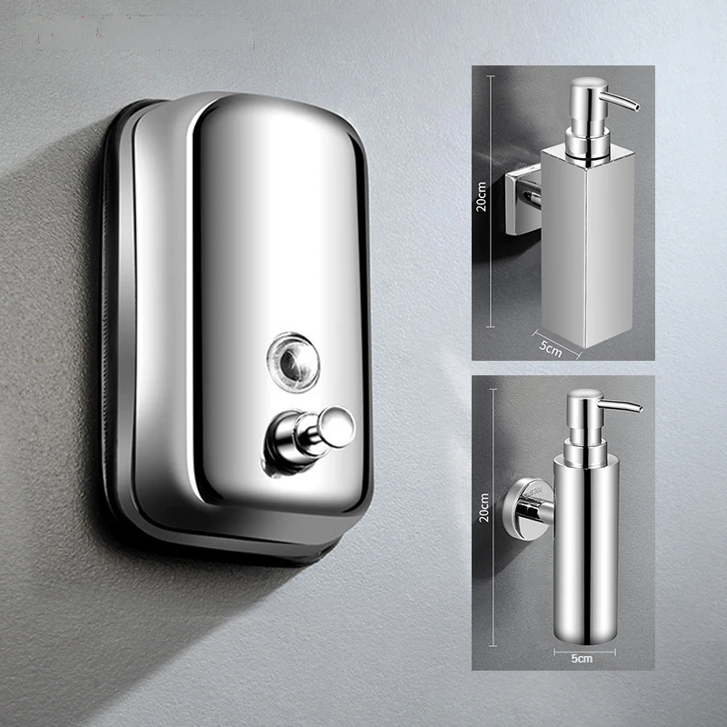 

Stainless Steel Wall Mounted Bathroom Liquid Soap Dispenser Shower Gel Detergent Shampoo Bottle Hotel Home Bathroom Accessories