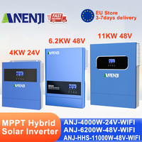 ANENJI 11KW 6.2KW 4KW 2KW  Solar Inverter Hybrid 220v Pure Sine Wave Built 160A 120A 100A 60A MPPT Solar Charge Controller