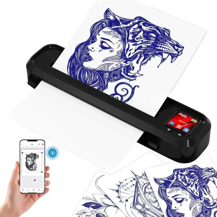 

Wireless LED Screen Tattoo Stencil Printer with Bluetooth Connectivity for Artists and Beginners Portable Design Compatible wit