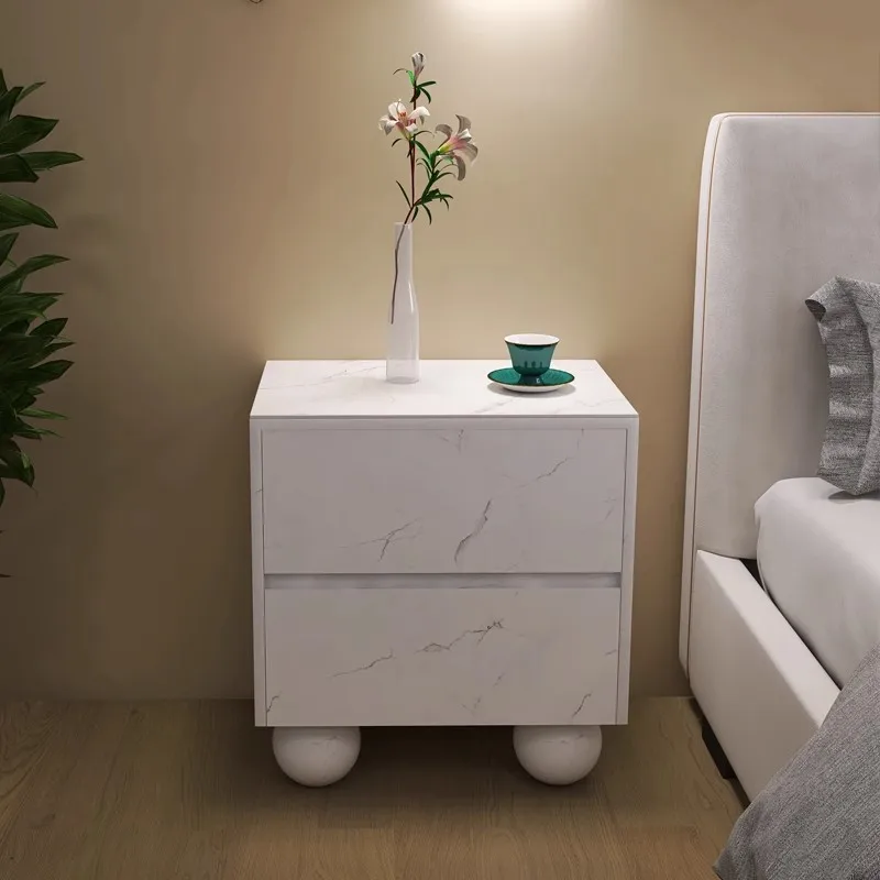 

YJQ solid wood bedside table light luxury simple modern design side cabinet rock slab locker