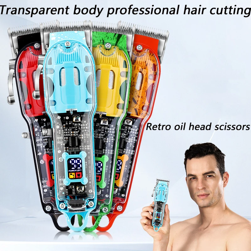Transparent Body Electric Hair Clipper Professional Trimmer USB Rechargeable Hair Cutting Machine For Men Create your own style