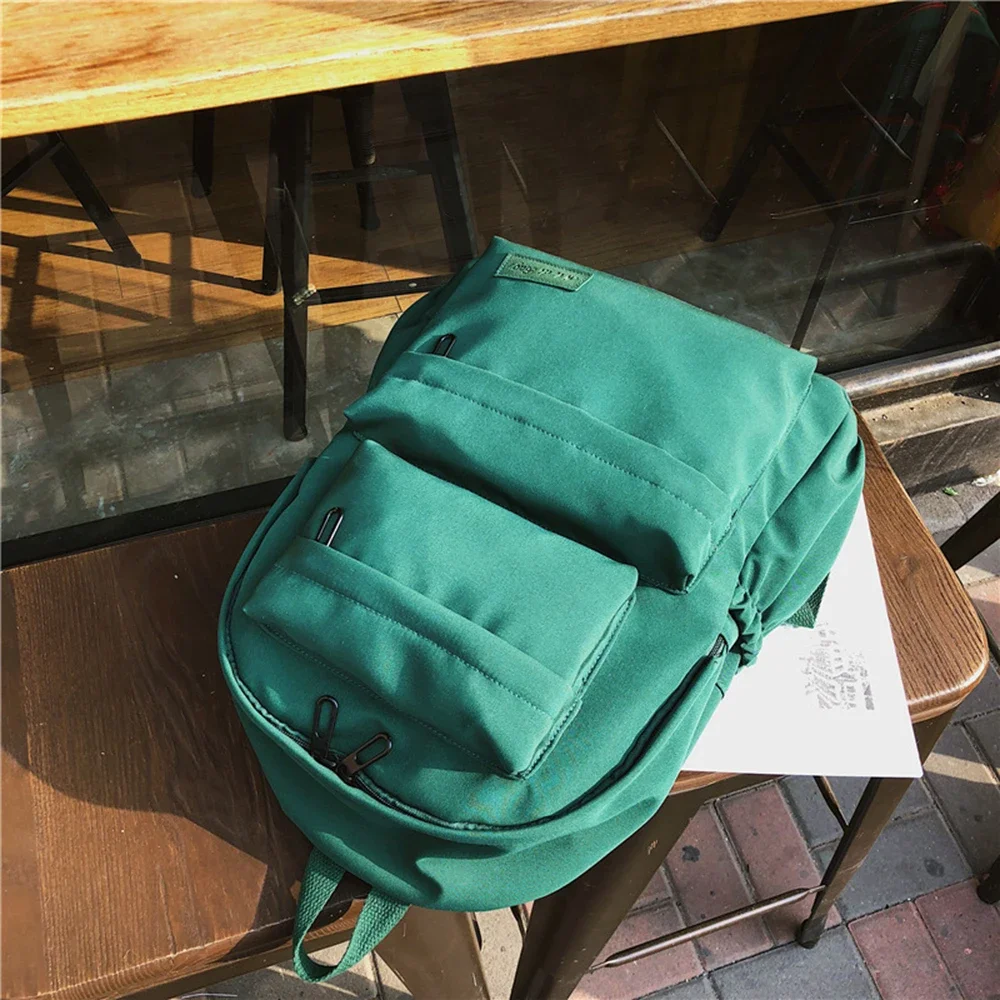 2021 New Korean Large-capacity Outdoor Backpack Boys Girls Solid Color School Bag Female Wear Oxford Cloth Student Backpack