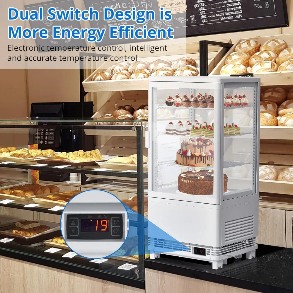Commercial Display Refrigerator, 2.7 Cu. Ft./78L Countertop Pastry Refrigerated Display Case with Led Lighting, Air-Cooling, Fro