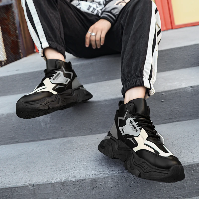 أحذية رياضية رجالية عصرية ذات نعل سميك أحذية لزيادة الارتفاع أحذية رياضية غير رسمية أحذية رجالية متعددة الاستخدامات أحذية تزلج