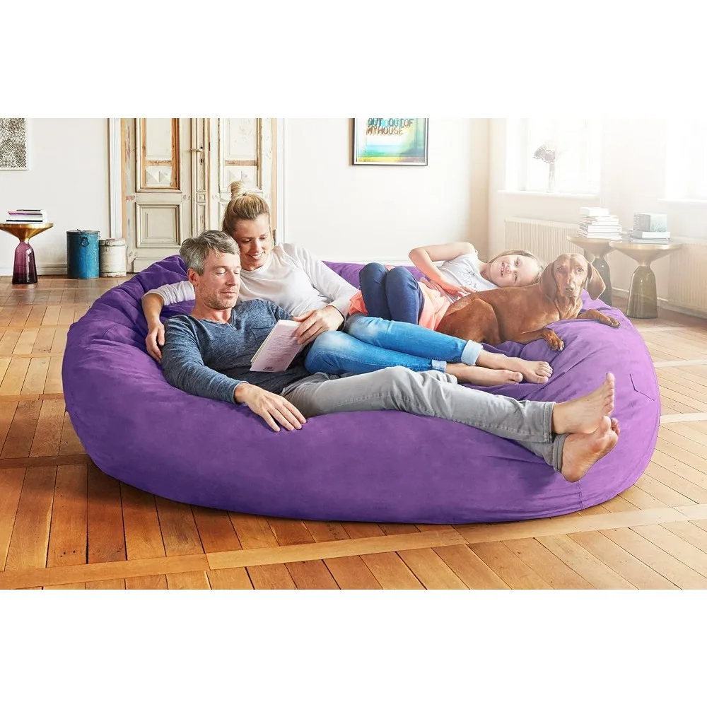 

Luxurious Giant 7ft Bean Bag Chair with Microsuede Cover - Ultra Soft, Foam Filling, Washable Jumbo Bean Bag Sofa for Kids,