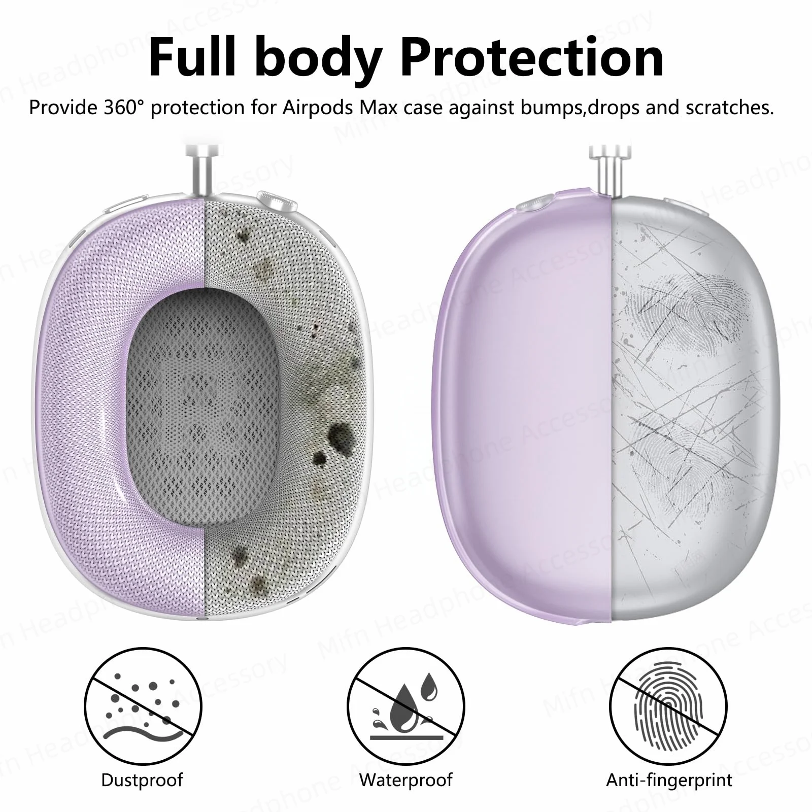 2024 New 3 in 1 transparent skins case for apple airpods max Headphones Protective Case Replacement Cover Earphone Accessories