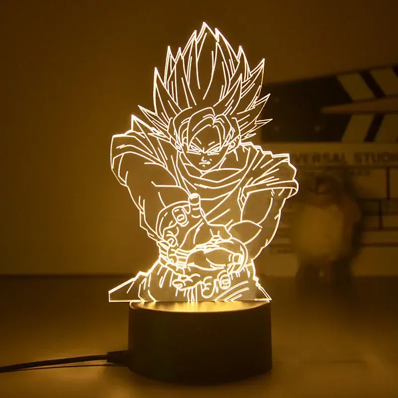 Новая фигурка Dragon Ball Z Vegeta Super Saiyan 3D лампа светодиодный ночник фигурка Monkey King Goku Jiren Broly аниме настольная лампа в подарок