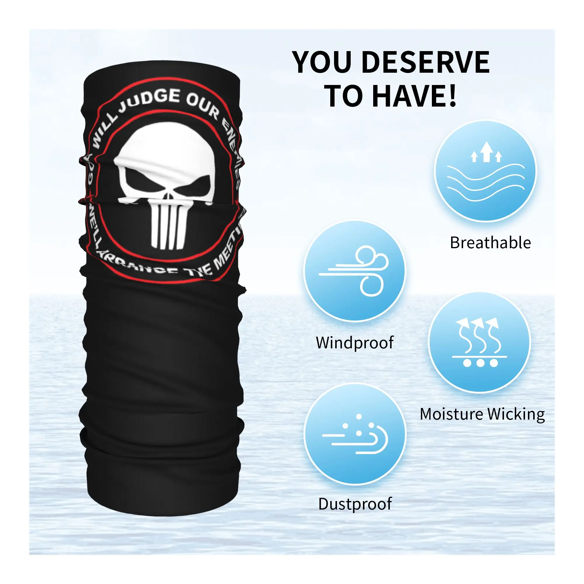 المعاقب الجمجمة تي شيرت الرجال الذكور قصيرة الأكمام حجم كبير حفلة Camiseta باندانا غطاء الرقبة قناع وشاح قناع الوجه الدافئ قابل للغسل