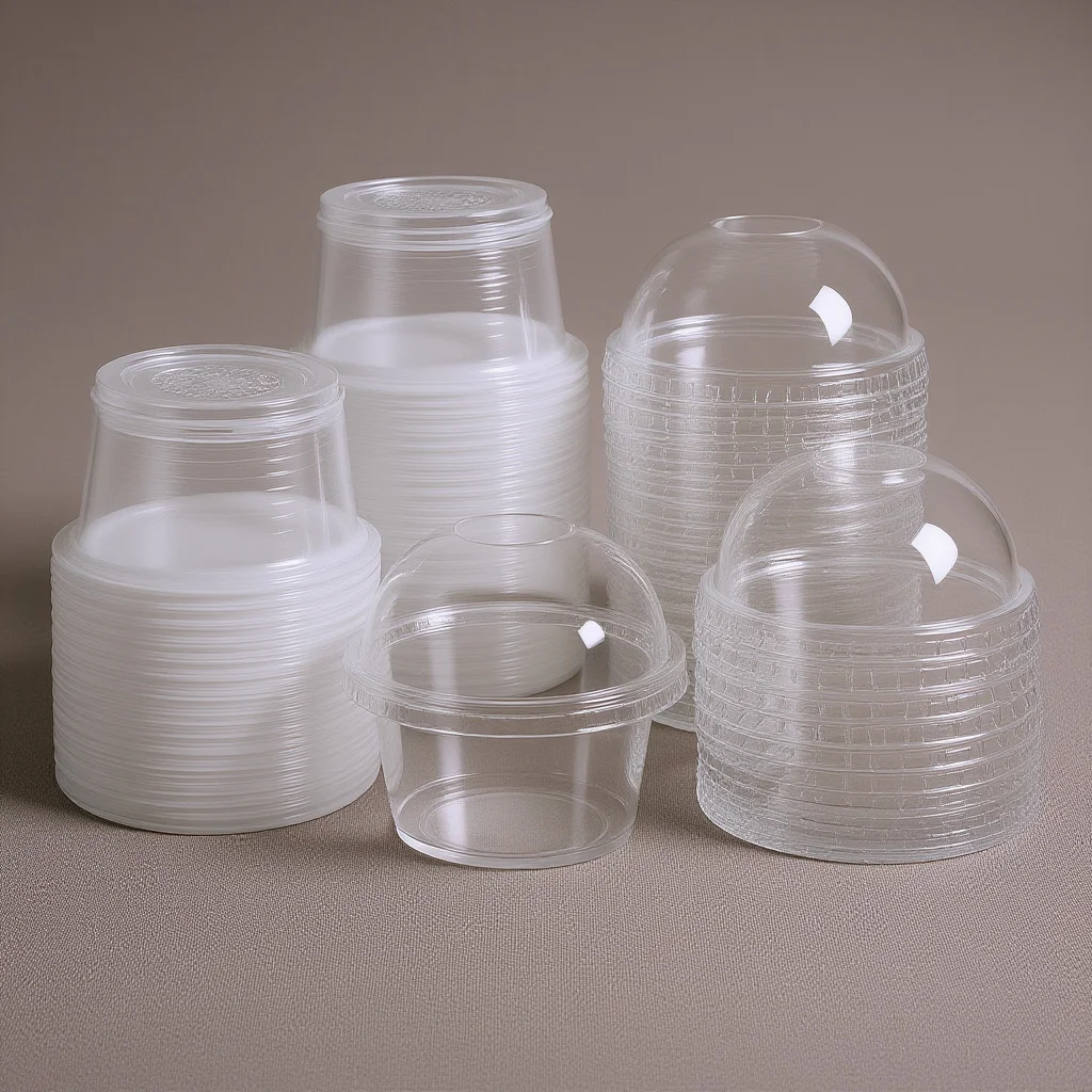 

Ice Cream Cup with Lid Disposable Plastic Dessert Containers for Pudding Yogurt Cake Bakery Takeaway Catering Events