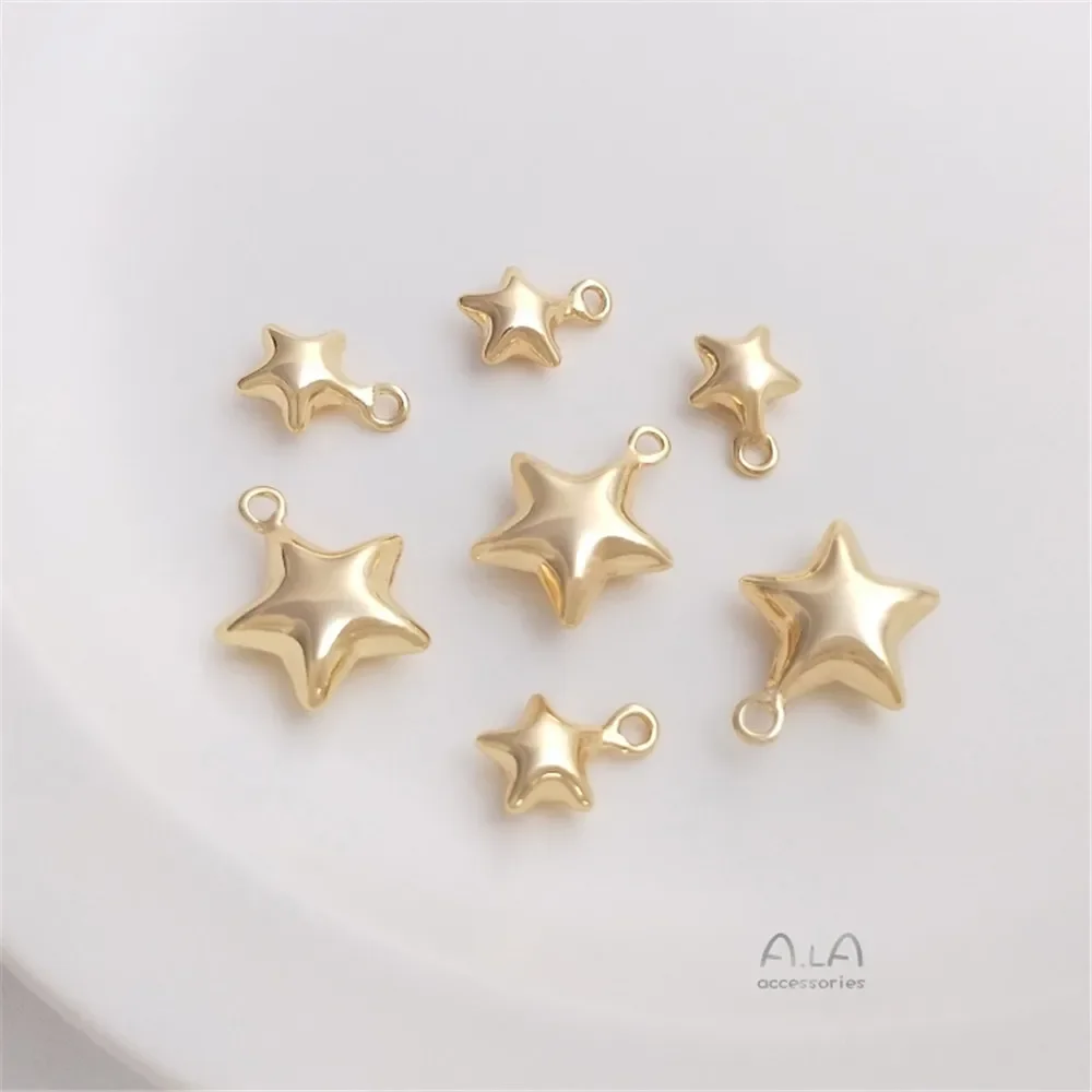 14K Gold Plated Bright three-dimensional star pendant handmade DIY bracelet necklace pendant hand made accessories