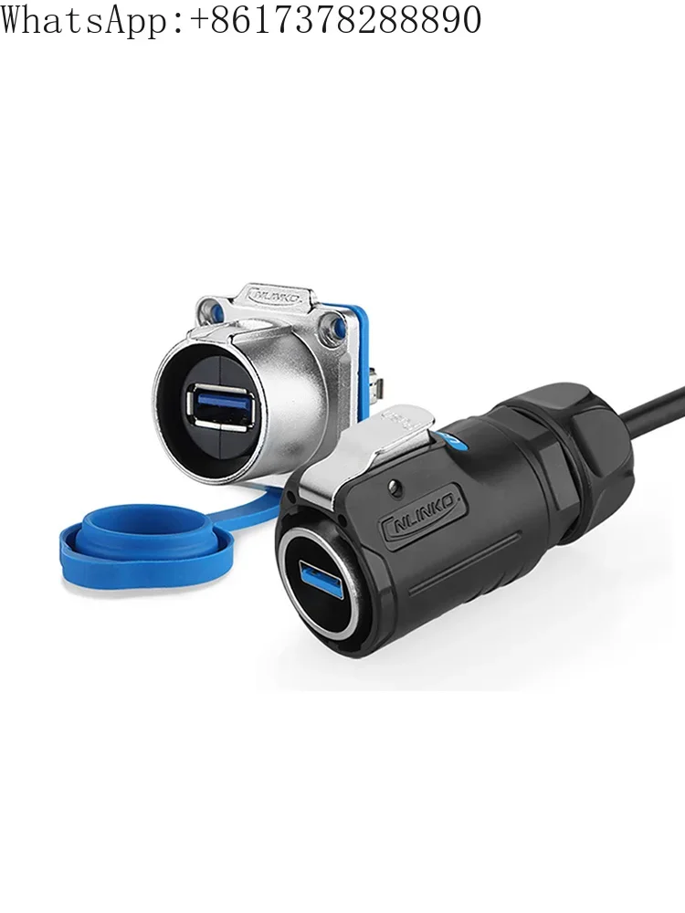 Conector de datos LP24 USB 3,0, enchufe de aviación a prueba de agua, USB con Cable de 0,5 M