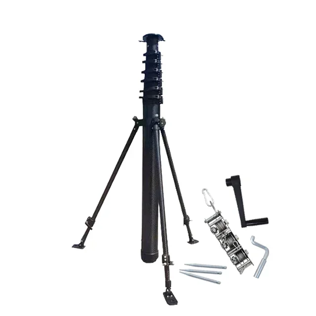 

2.5m 4m 5m 6m 7m Manual Lifting Tripod Telescopic Camere Tower Pole Steel Lightweight Portable Antenna Mast