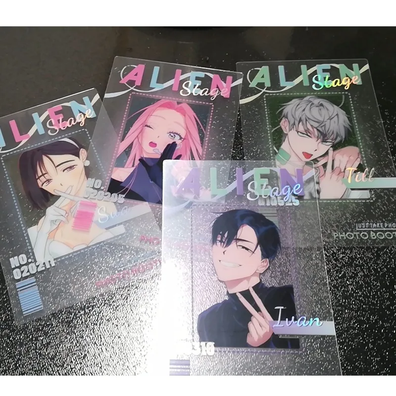 4 pçs/set bonito anime três-Polegada foto adereços diy dos desenhos animados pvc cartão transparente coleção cartão crianças presente