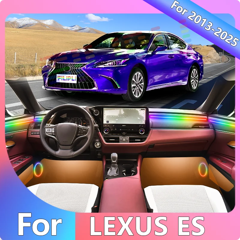 

FILIPLI For The LEXUS ES For 2020 Simple installation Multi Color Car Interior Light Music Sync Rhythm LED Strip By APP Control