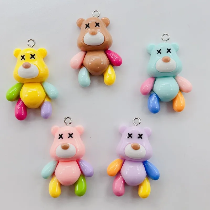 10pcs resin color bear charm cute pendant Keychain, earrings, scrapbook, DIY making, necklace