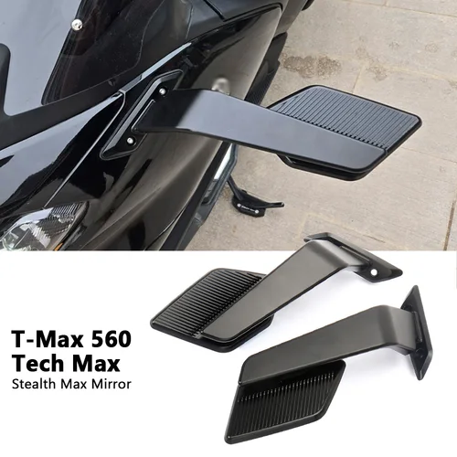 Yamaha T-Max 560 Tech Max T-MAX560 2022-2024 윈드 디플렉터가있는 오토바이 백미러 용 스텔스 Winglets 사이드 미러