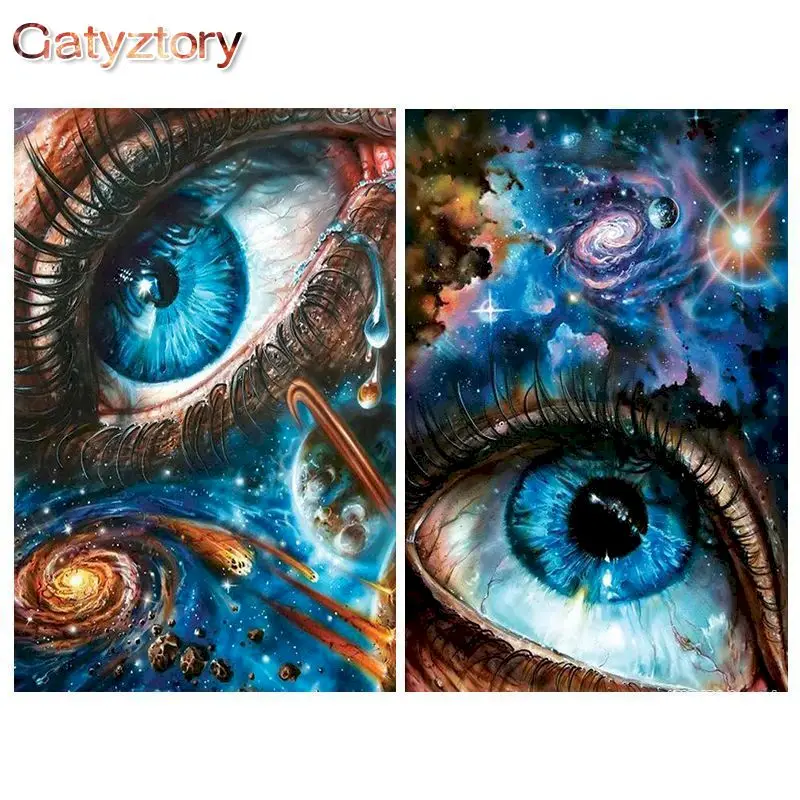 GATYZTORY Blue Eyes Picture By Numbers Kits DIY Painting By Number Drawing On Canvas HandPainted Home Decoration Gift