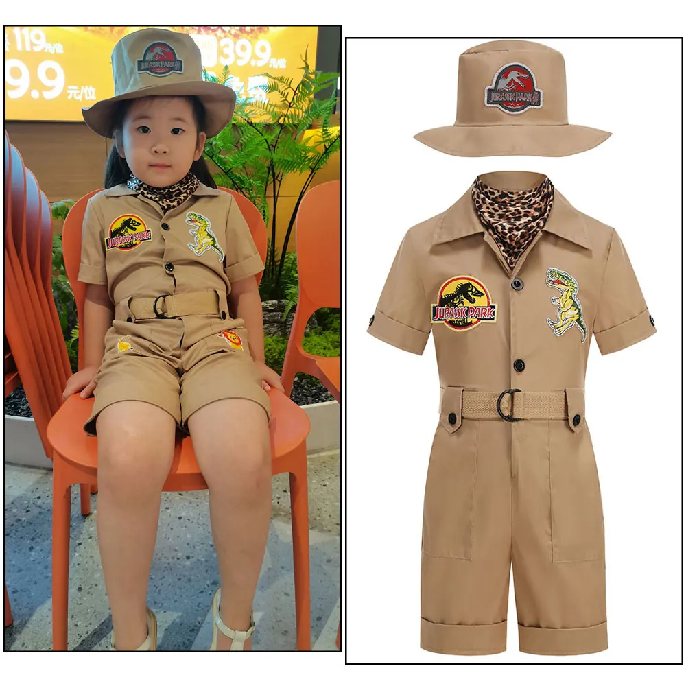 

Cosplay Kids Safari Birthday Scout Party Jungle Explorer Outfit Halloween Wildlife Animal Dinosaur Safari Costume for Baby Boys