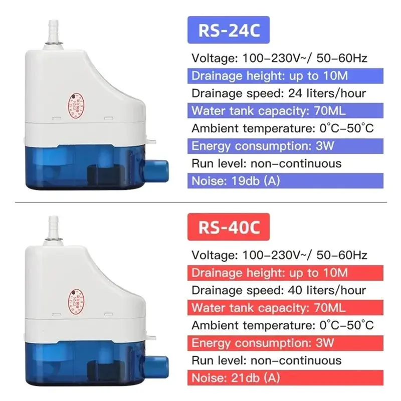 (AT52) Automatic Ultra-Quiet Condensate Pump RS-24C/40C Condensate Lift Pumps 1-3P on-Hook Air Conditioner Drainage A