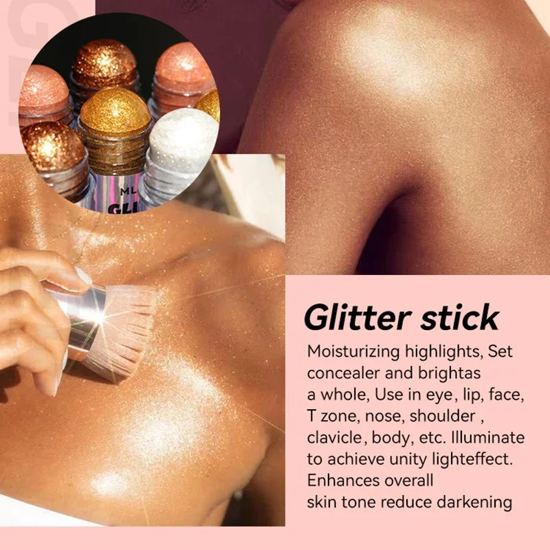 Barra iluminadora 3d em 4 cores, bastão brilhante de longa duração, contorno facial, creme bronzer, maquiagem corporal, bastão cosmético iluminador