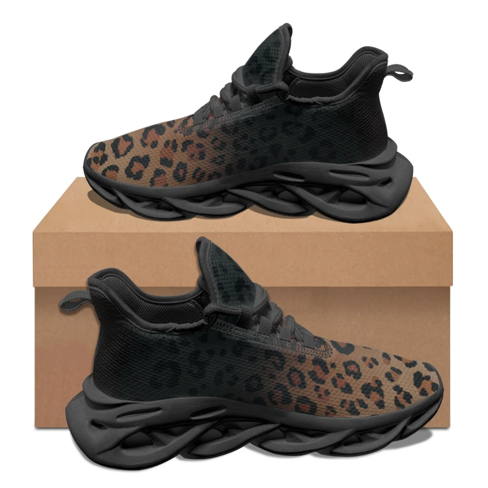 PENSTROLL Leopard Print Casual Athletic Sneakers Sports Shoes for Men Breathable Athletic Footwear