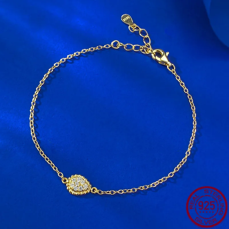 

New S925 Silver Wave Simia Water Drop Bracelet, niche fashion design, women's wedding jewelry bracelet