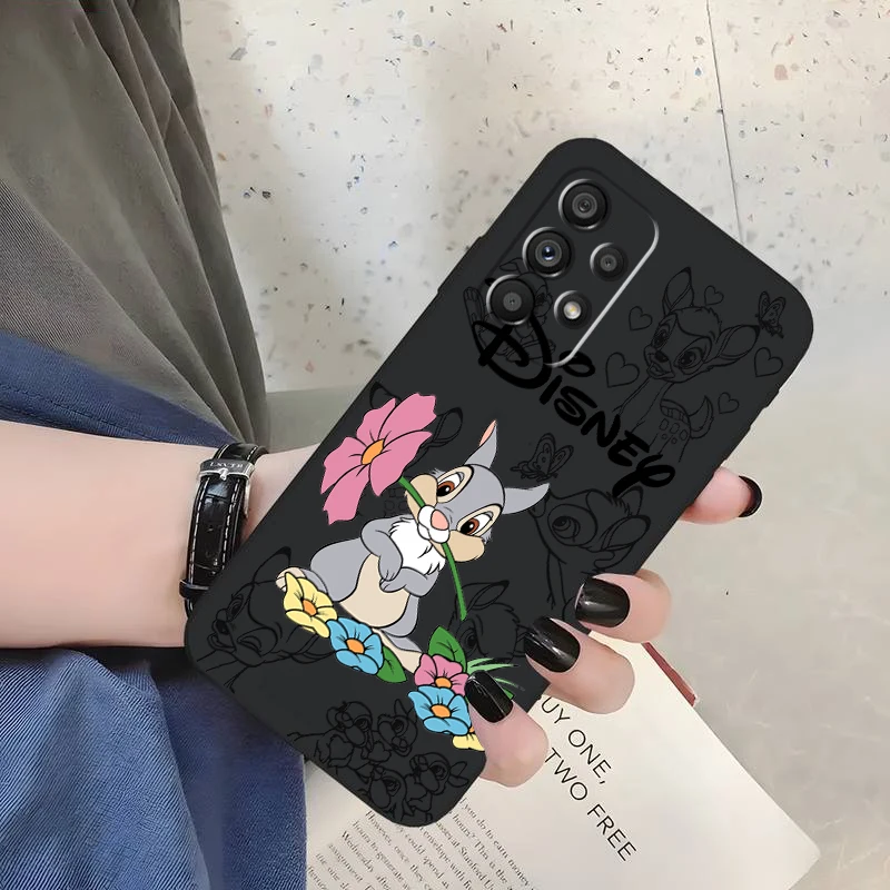 Disney Bambi Luxury Cartoon For Samsung A53 A52 A33 A32 A51 A71 A21S A13 A73 A50 A22 A23 A03 A72 A54 A12 5G Black Back