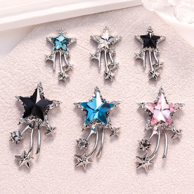 10PCS 3D Luxury Alloy meteor Nail Art Charms Parts shooting star Rhinestone Accessories For Manicure Nails Decoration Supplies