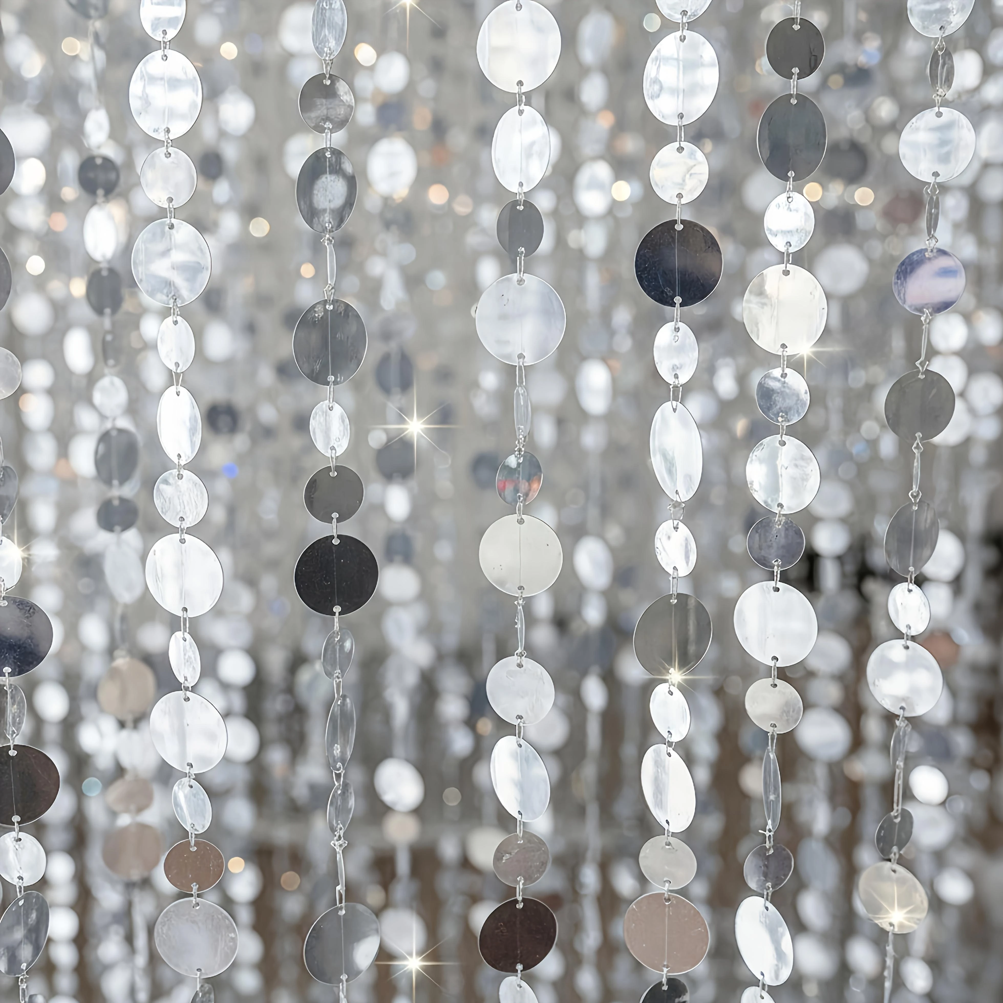 Sequin Beaded Curtain Doorway Beads Sliver Circle Dots Garland Sparkle String Curtains Door Window Decor Room for Home Party