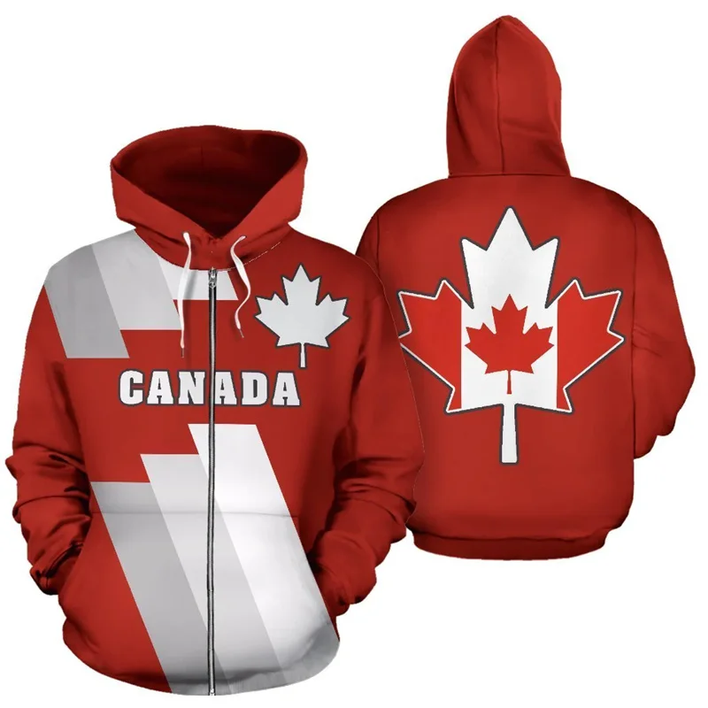 Maple Leaf Generation Zipped Hoodies para Homens e Mulheres, 3D All Over Impresso, Moletons de Rua, Roupas Y2K, Moda Pullover, Novo, Canadá