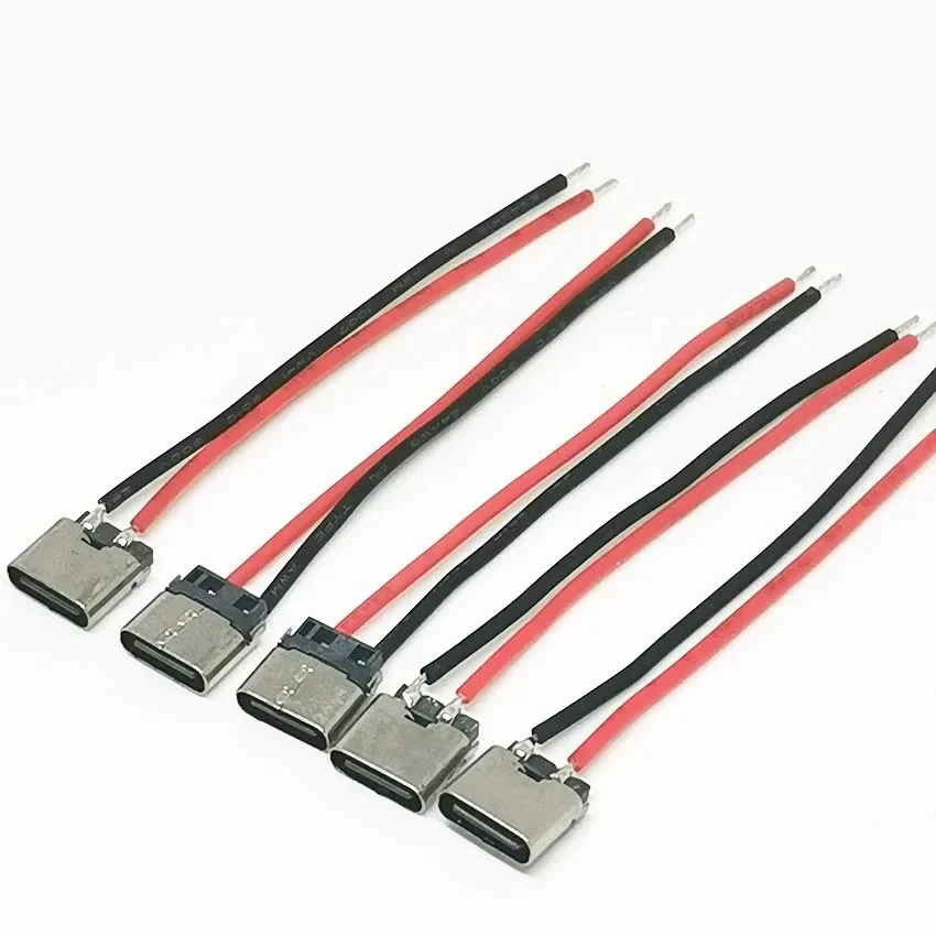 Micro USB JACK Type-C 2Pin 2P Welding Wire Female Connector 180 Degree For Mobile Phone Charging Port Charging Socket H6.5