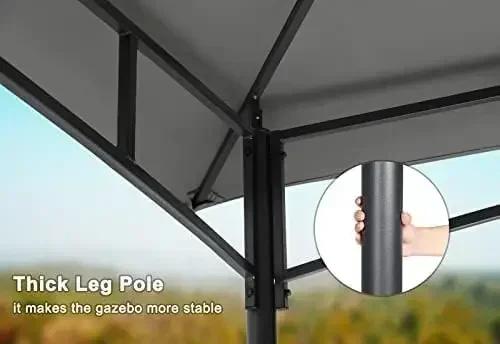 modern convenient Outdoor Garden Gazebo for Patios with Stable Steel Frame and Netting Walls (10x12,Dark Gray)