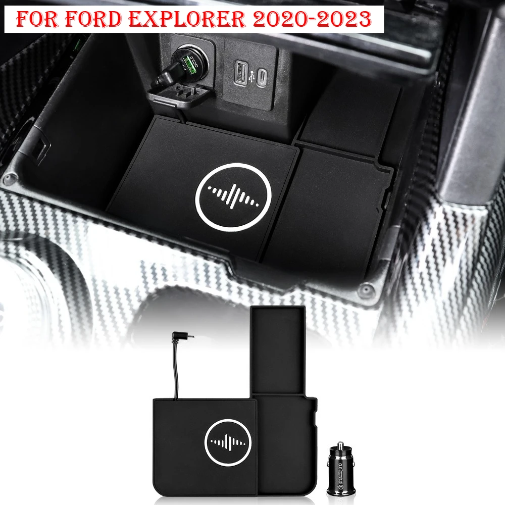 

Car Wireless Charger Pad Stable Fast Charging For Ford Explorer 2020-2023 Center Console Storage Box Trim Decoration Accessories