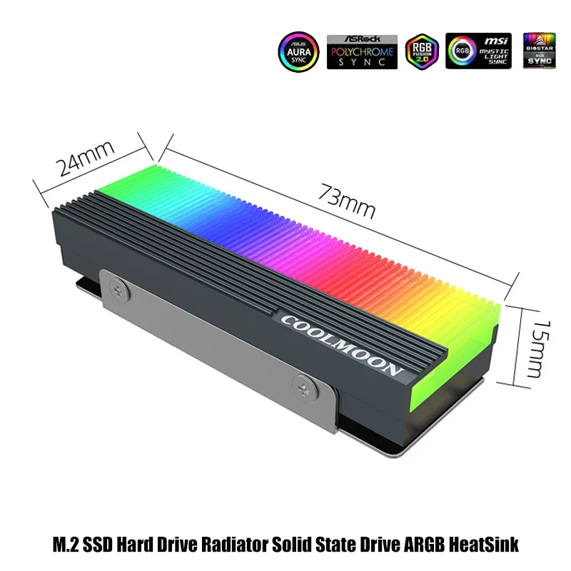 Blakc/White CoolMoon M.2 SSD 2280 ARGB Heasink M.2 Solid State Drive RGB Radiator Hard Drive Cooling Vest 5V M/B SYNC,