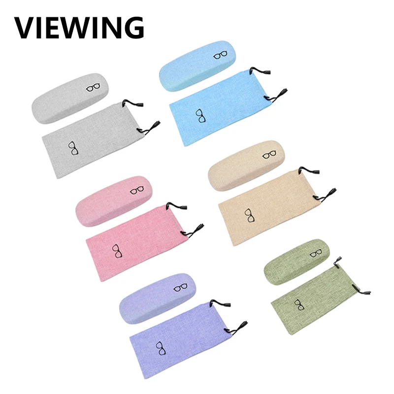 Minimalist Linen Glasses Case Classic Solid Color Hard Shell