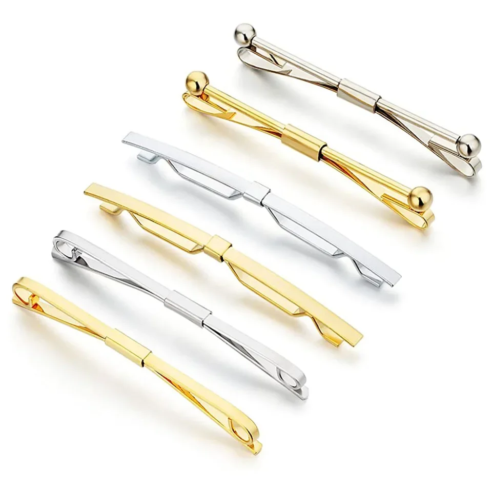 High Quality Copper Collar Bar Pin for Men Gold Color Two Tone Clips Lapel Designer Brooch